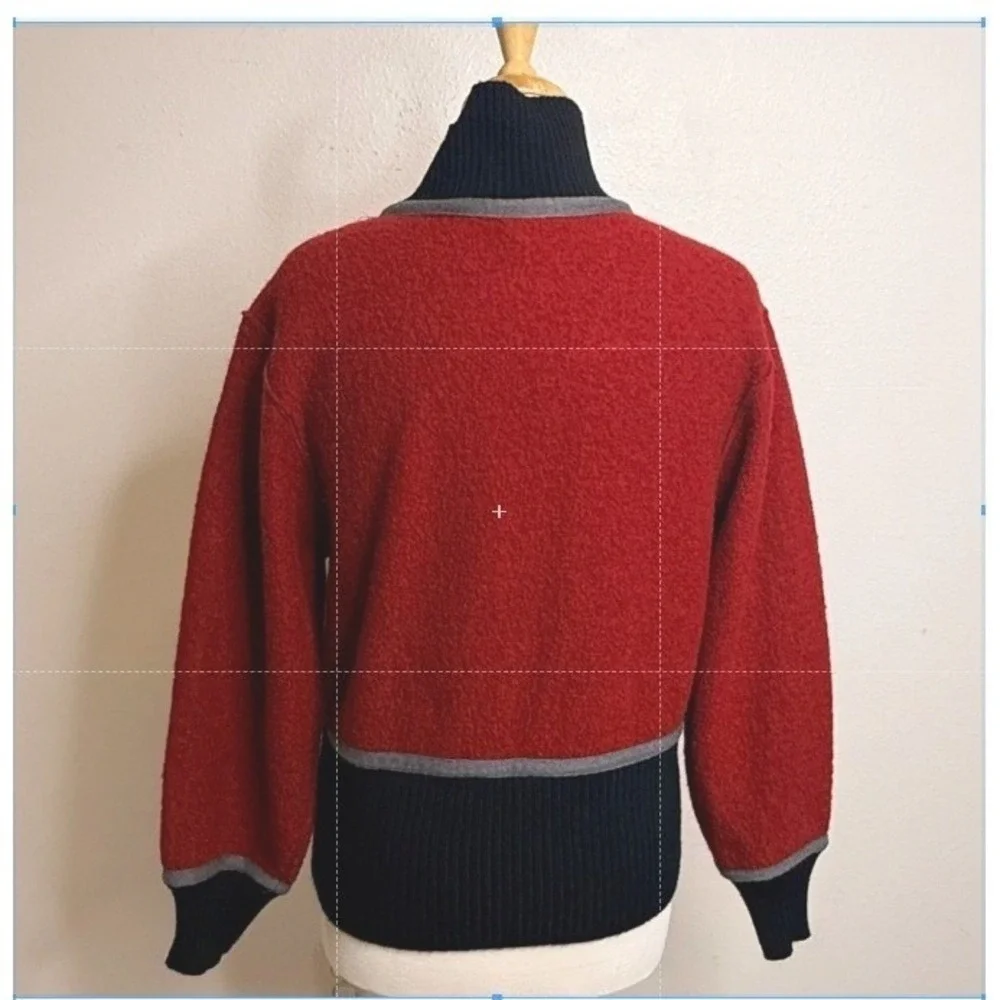 Tribal Sweater Sz SP 100% Wool Cardigan Warm‎ Colorblock Dark Academia Style